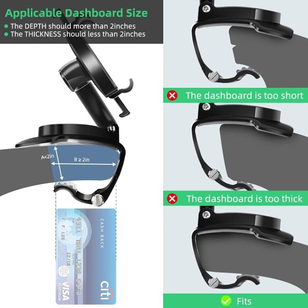FONKEN Car Phone Mount, 360 Degree Rotation Dashboard Clip M... - Image 2