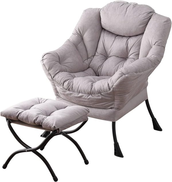 Welnow Lazy Chair with Ottoman, Modern Lounge Accent Chair w...