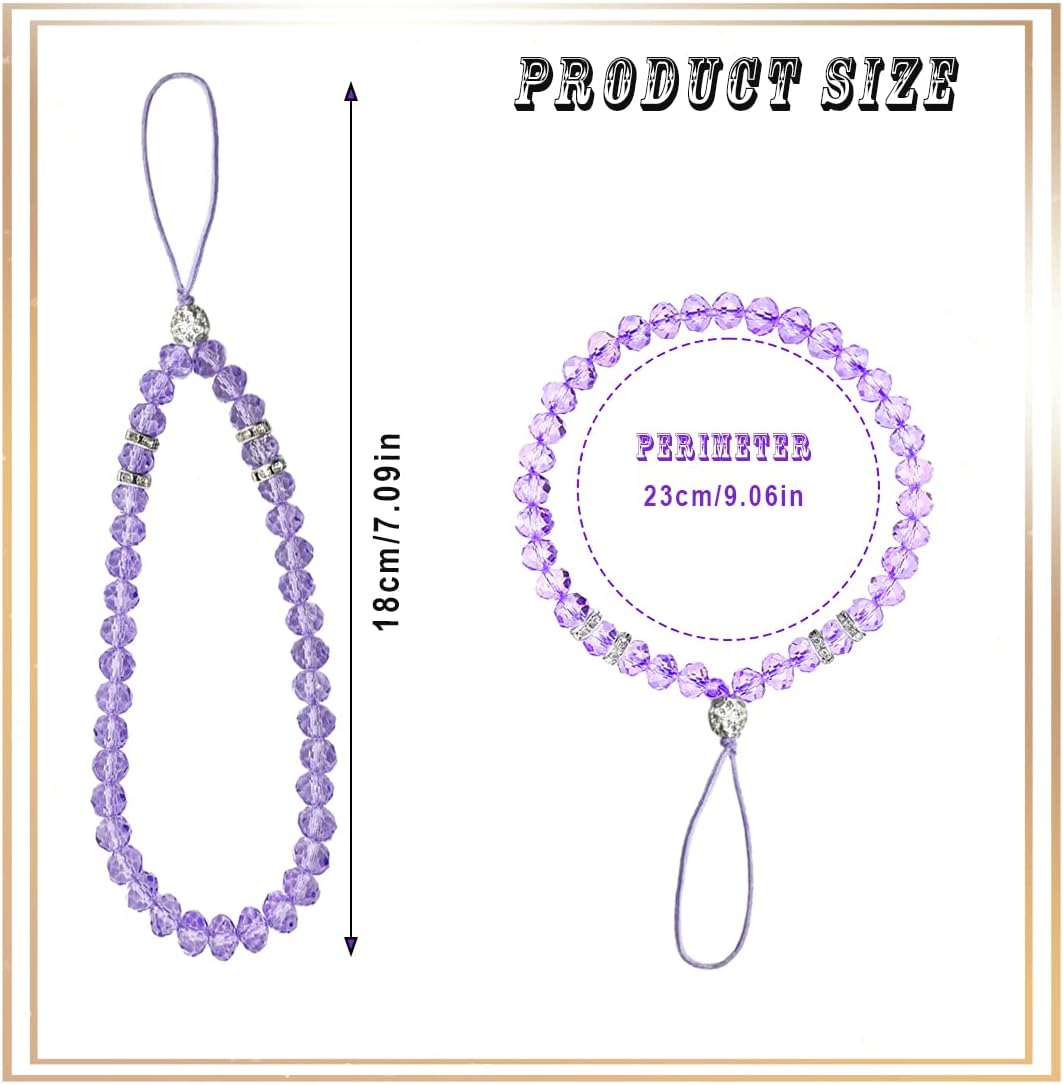 4 Pieces Crystal Beads Cell Phone Lanyard Strap + 4 Pcs Phon…
