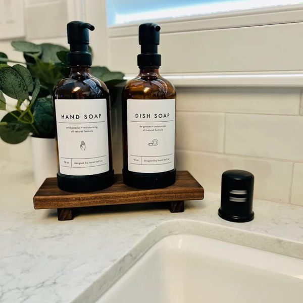 Wood Pedestal Soap Stand, Farmhouse Wood Riser, Soap Dish Ho... - Image 3