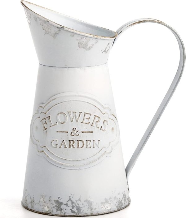 SOUJOY Rustic Shabby Chic Vase, Farmhouse Galvanized Flower ...