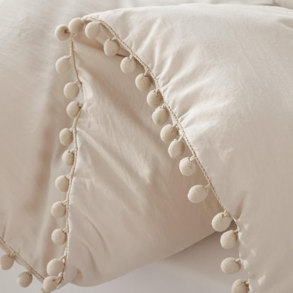 YIKUSH Queen Comforter Set Beige Comforter Set with Ball Pom... - Image 2