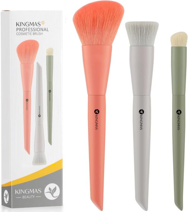 KINGMAS 3Pcs Foundation Brush & Contour Concealer Brush Unde...