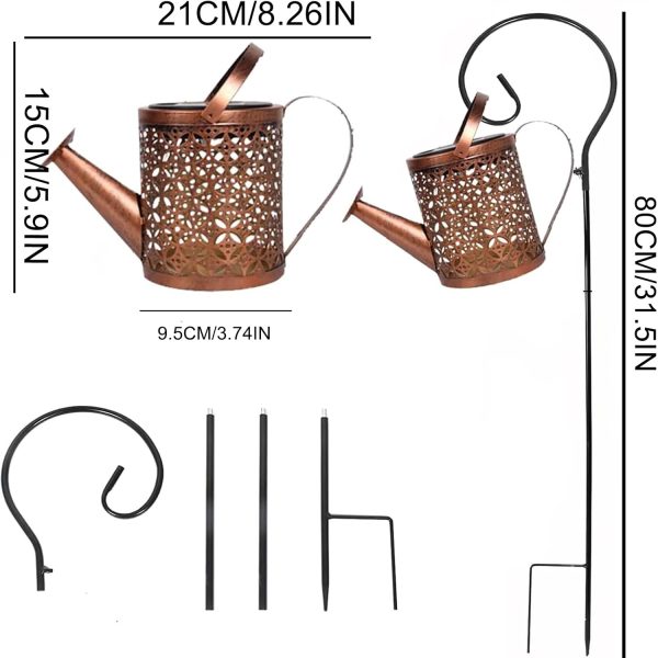 QOCNAM Solar Watering Can with Lights, Retro Metal Hanging S... - Image 7