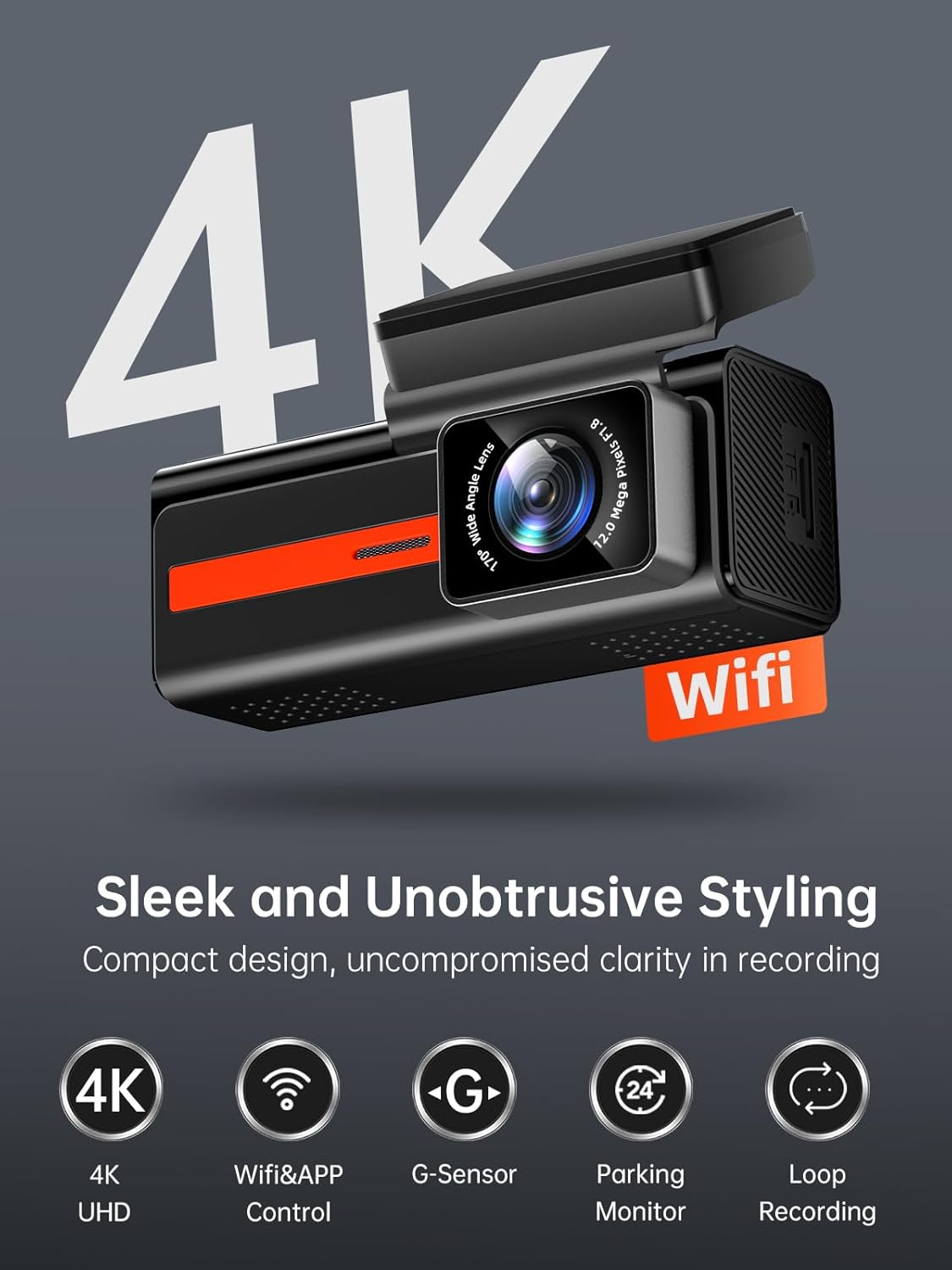 Dash Cam Front and Rear Camera, Veement 4K Dash Cam, Car Das…