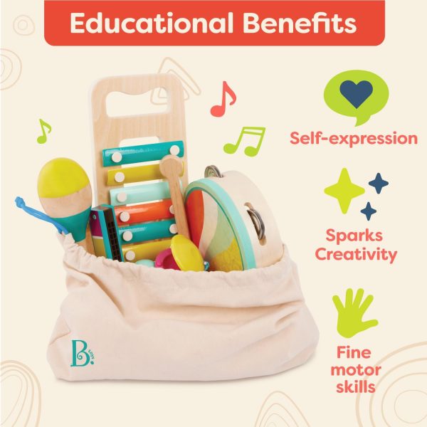B. toys – Make a Melody – 9 Pieces Wooden Musical Instrument... - Image 5