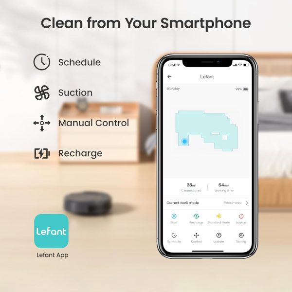 Lefant Robot Vacuum Cleaner, 6 Cleaning Modes, Wi-Fi Connect... - Image 4