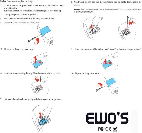 EWO'S Replacement Projector Lamp for ELPLP96 Epson Powerlite... - Image 5