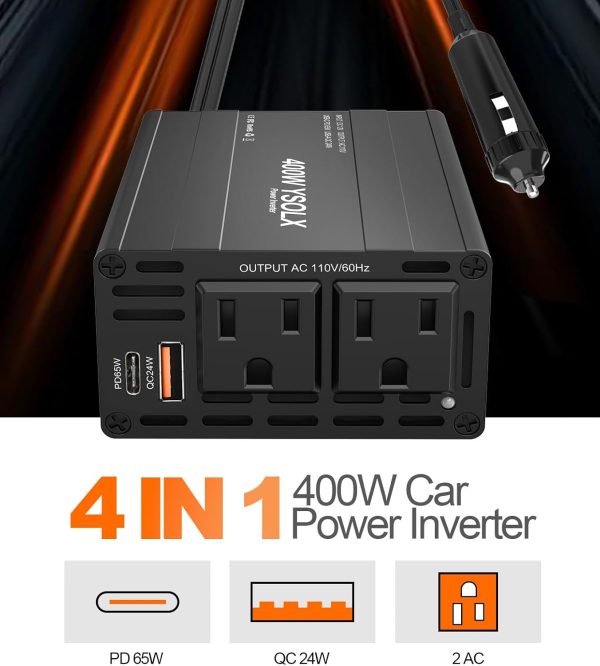 YSOLX 400W Car Power Inverter, Cigarette Lighter Adapter to ... - Image 4