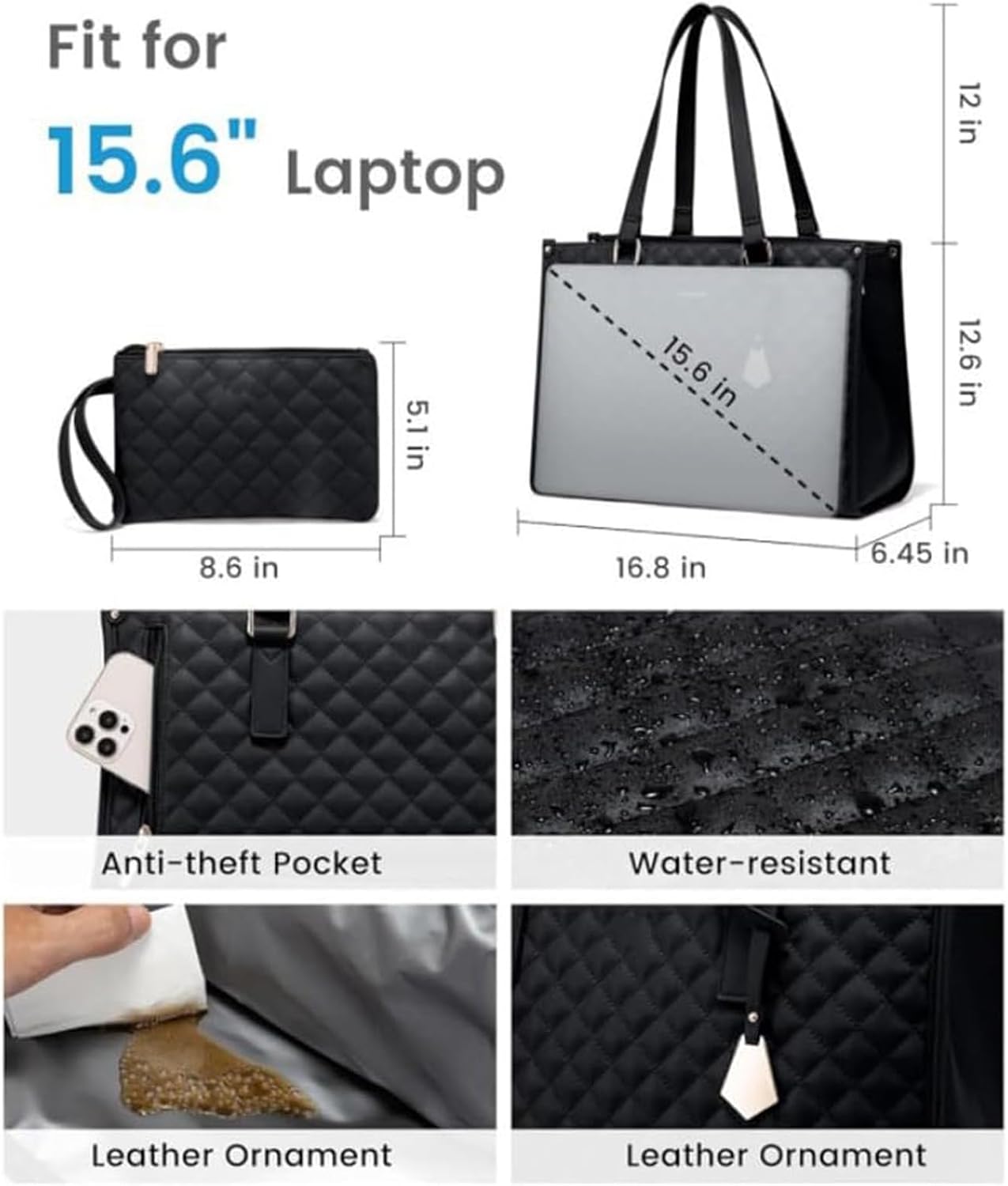Lavenra All in One Tote Bag,2 in 1 Tote Bag Lunch Bag Combo,…
