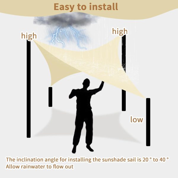 KALINCO Sun Shade Sail, Waterproof Shade Sail, 10'x13' Recta... - Image 3