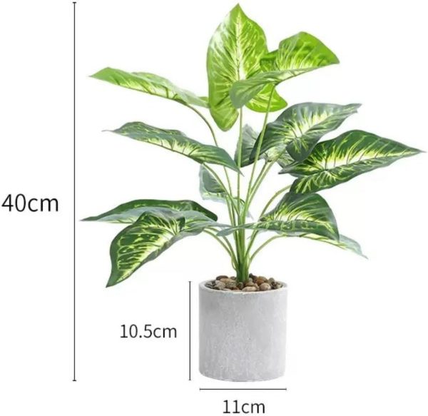 QIUKUN 16'' Artificial Plants Fake Potted Faux for Office De... - Image 3