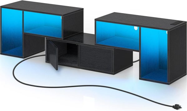 Rolanstar TV Stand with LED Strip & Power Outlets, Modern En...