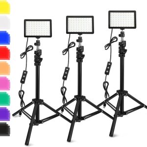 3 Packs 70 LED Video Light with Adjustable Tripod Stand/Colo...