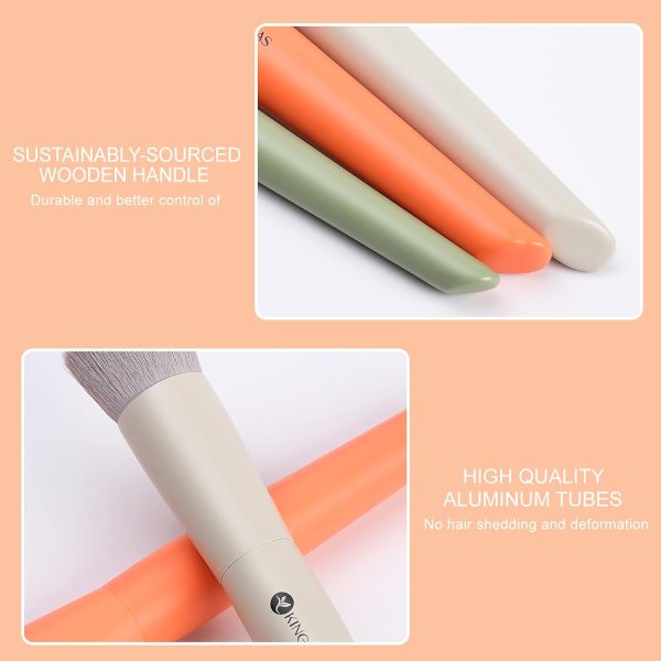 KINGMAS 3Pcs Foundation Brush & Contour Concealer Brush Unde... - Image 5