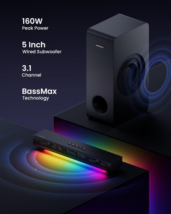 Sound Bar with Subwoofer for TV Computer Speakers for Deskto... - Image 3