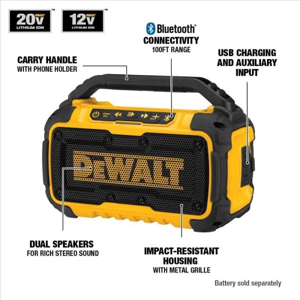 DEWALT 20V MAX* Bluetooth Speaker for Jobsite, Tool Only (DC... - Image 2