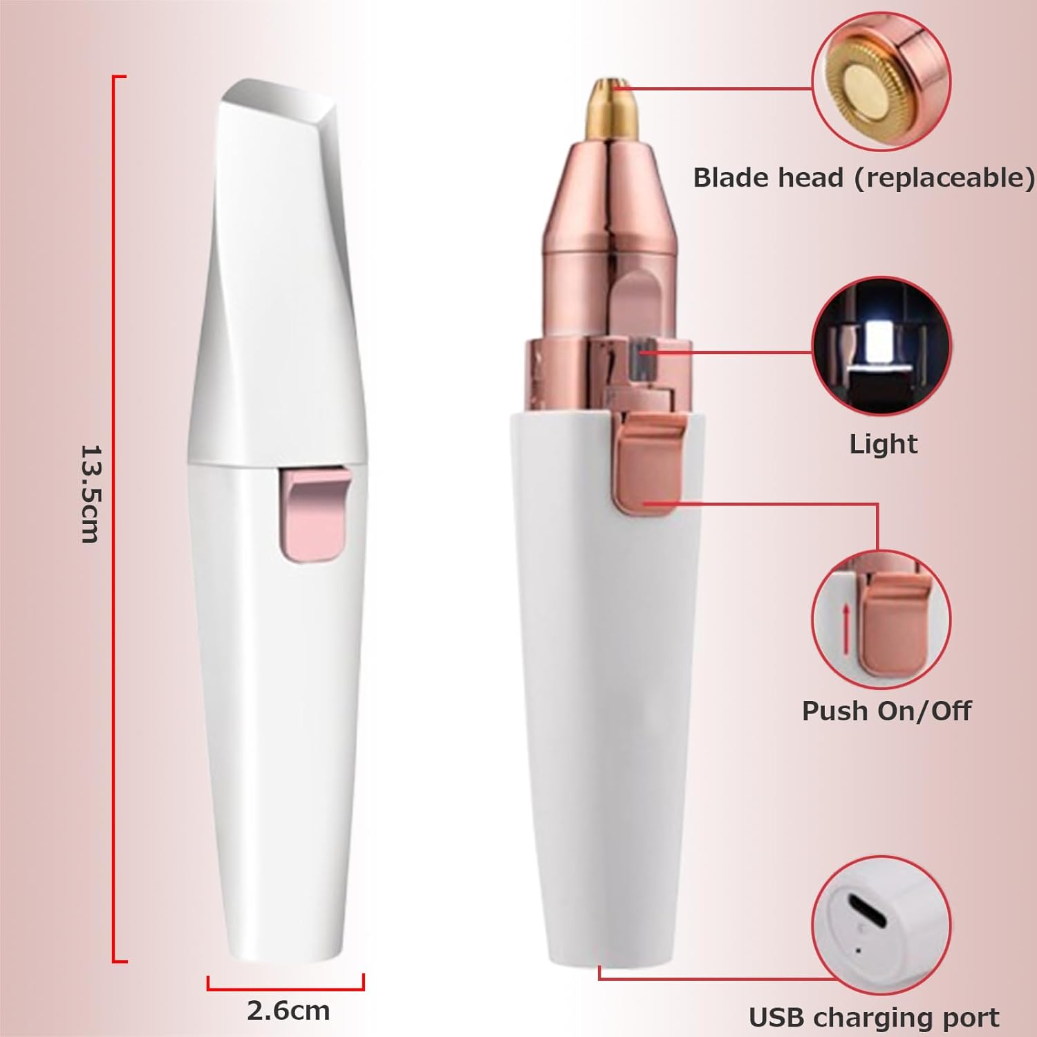 Facial Hair Remover for Women & Eyebrow Trimmer,2 in 1 Recha…
