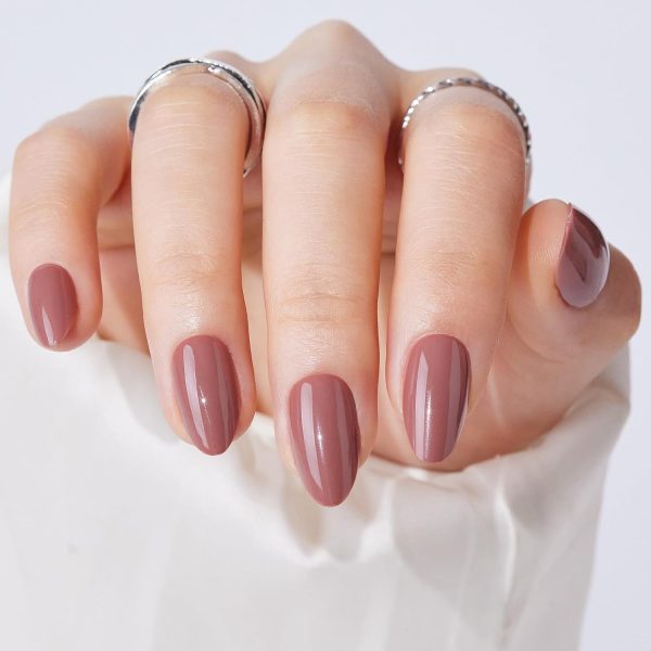Findigit Press On Nails - Short Almond Cameo Brown False Sti... - Image 3