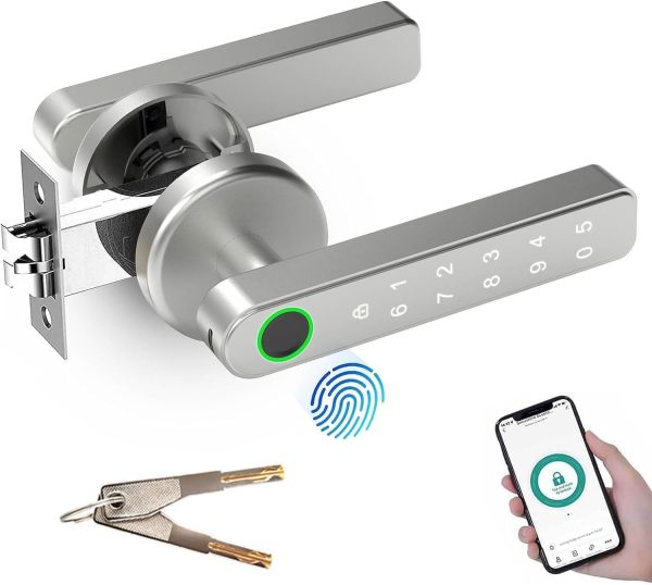 UCMDA Smart Lock - Fingerprint Door Lock with Handle, Keyles...