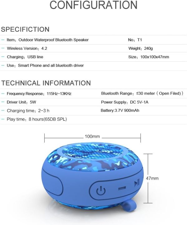 Portable Bluetooth Speakers, IPX7 Floating Waterproof Wirele... - Image 8