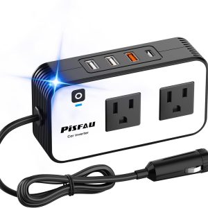 200W Car Power Inverter, PiSFAU DC 12V to 110V AC Car Plug A...