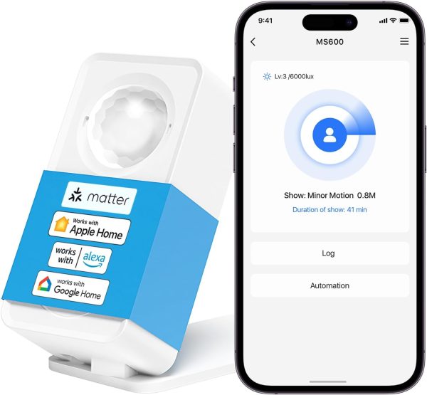 meross Motion and Presence Sensor, Motion Detector with Ligh...