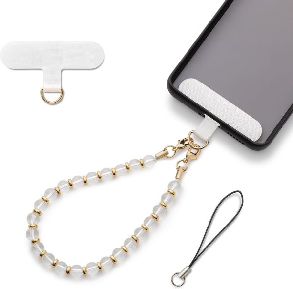 AOKSUNOVA Beaded Phone Charm Strap,Pearl Phone Wrist Strap w... - Image 2