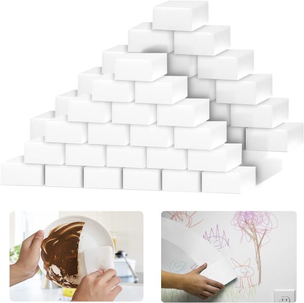 100 Pack Magic Sponges Eraser for Cleaning, Reusable Melamin...