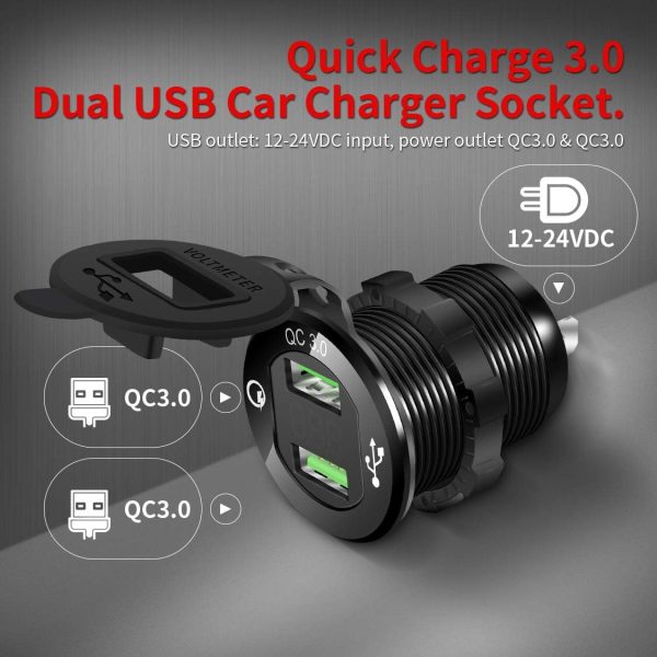 DaierTek 12V Dual USB Charger Socket for Automotive Car Mari... - Image 2