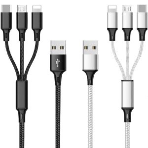 Multi USB Charging Cable 3A, 3 in 1 Fast Charger Cord Connec...