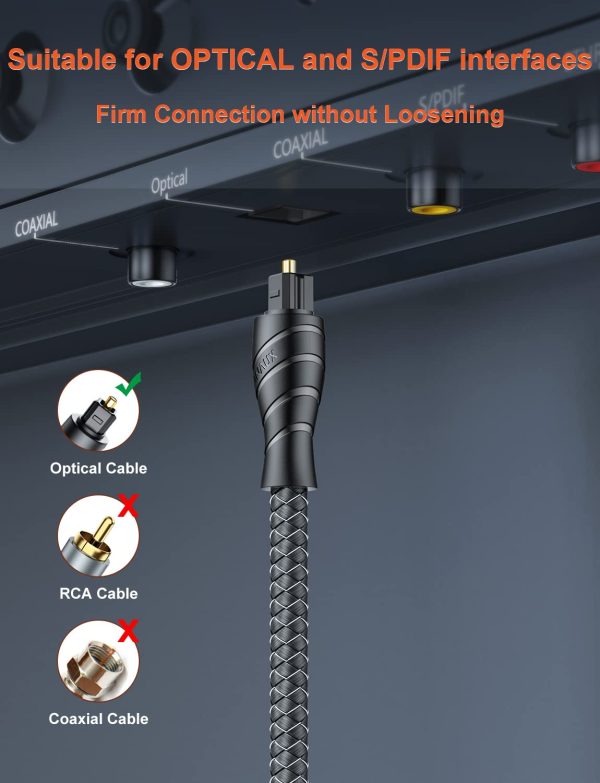 VANAUX Optical Digital Audio Cable[Fiber Optic, TOSLINK, Bra... - Image 2