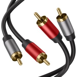 2RCA to 2RCA Cable 5Ft, Gold-Plated 2 RCA Male to 2 RCA Male...