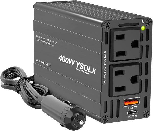 YSOLX 400W Car Power Inverter, Cigarette Lighter Adapter to ...