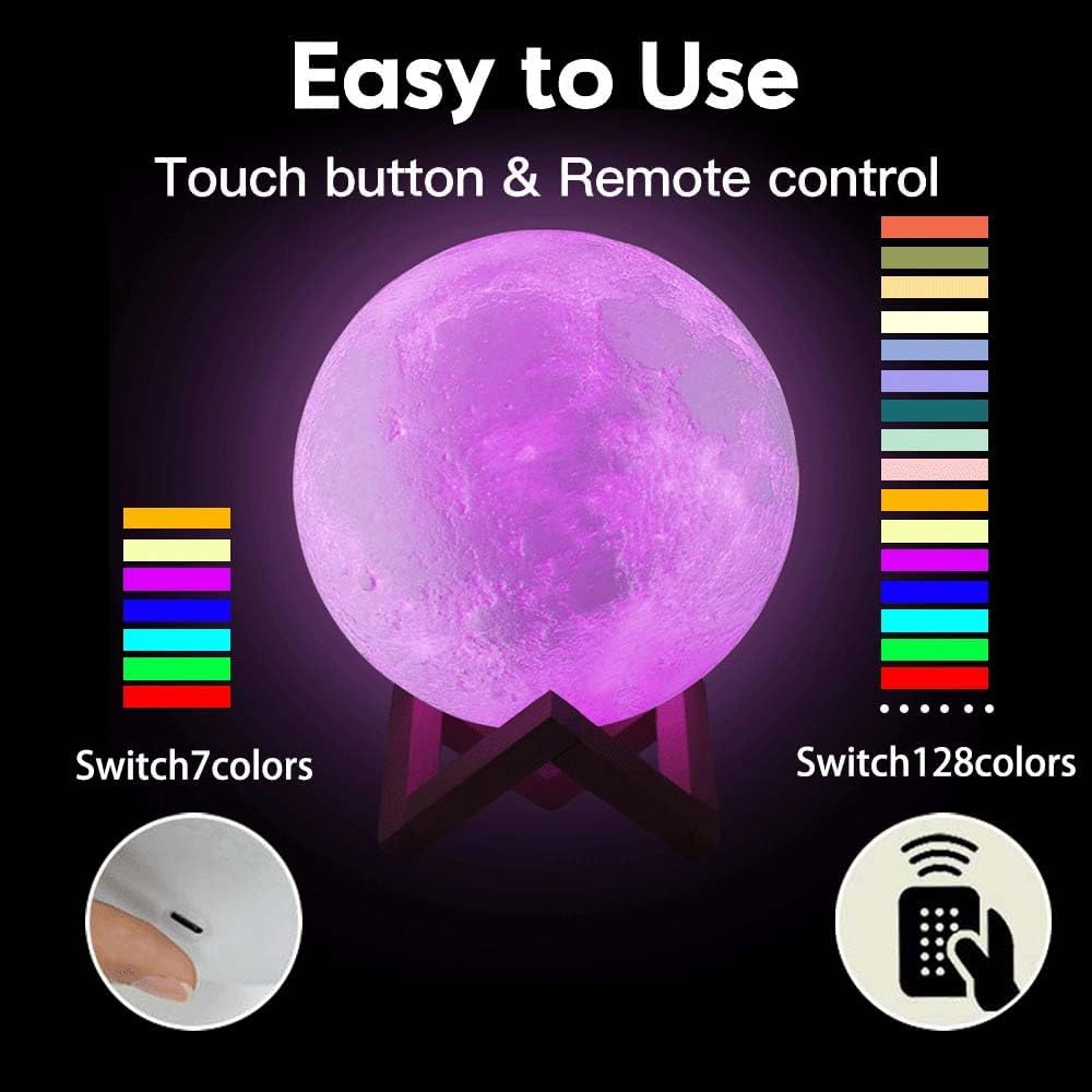 CPLA Moon Lamp Upgrade 128 Colors, 5.9inch/ 15cm 3D Night Li…