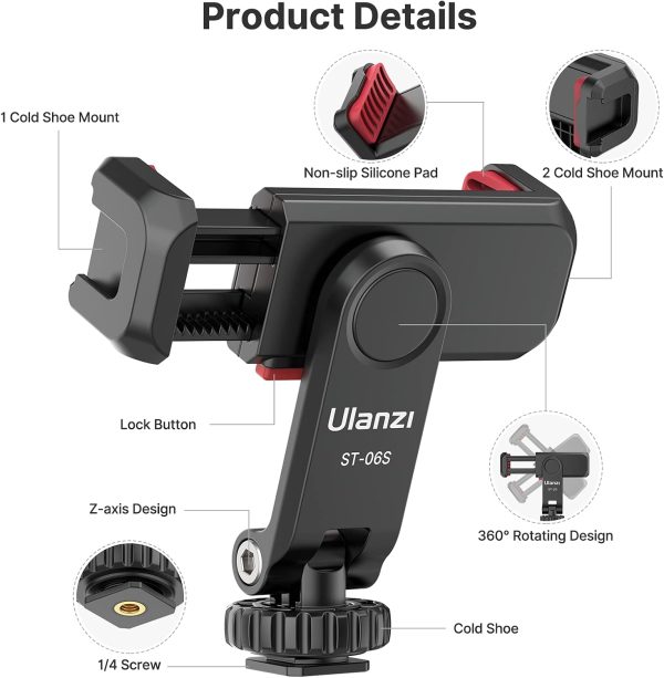 ULANZI Phone Tripod Mount ST-06S, Universal Smartphone Mount... - Image 6