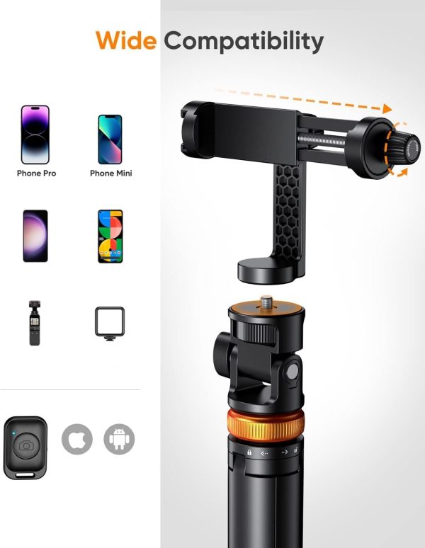 EUCOS 62" Phone Tripod, Tripod for iPhone & Selfie Stick Tri... - Image 4