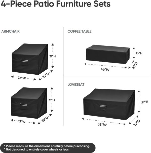 Loriano Patio Furniture Covers, 4 Piece Outdoor Furniture Co... - Image 2