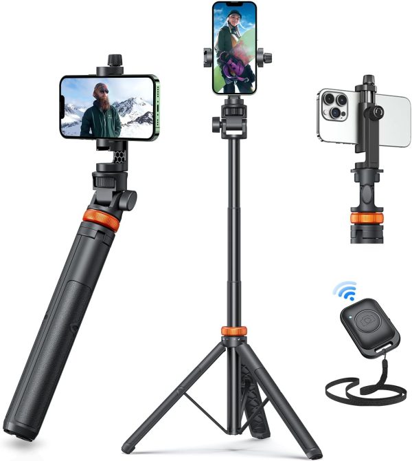 EUCOS 62" Phone Tripod, Tripod for iPhone & Selfie Stick Tri...