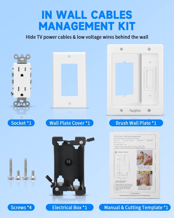 HAPYTHDA in Wall Cable Management Kit for TV, Recessed Outle... - Image 6