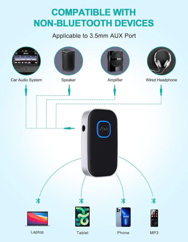 Bluetooth Car Adapter, WOCBUY 3.5mm AUX Bluetooth Receiver f... - Image 2