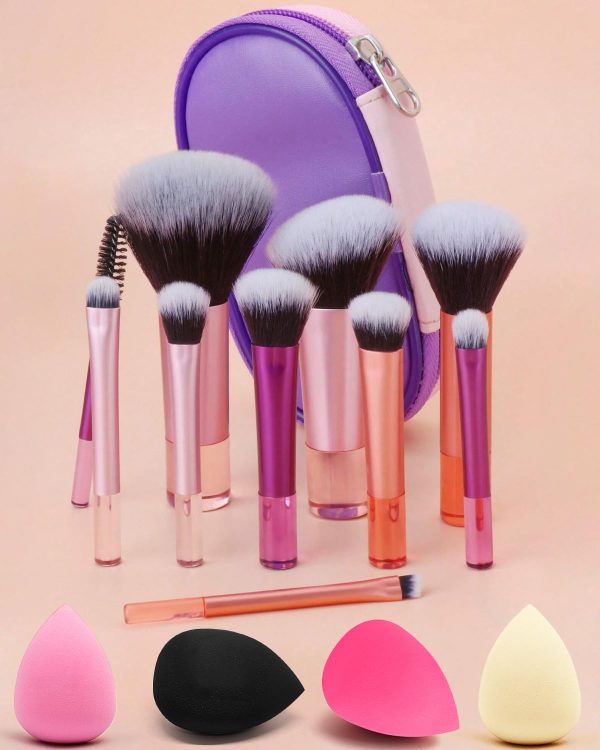 PGRODE Mini Travel Makeup Brushes Set, 14 Pieces, Full Compl...