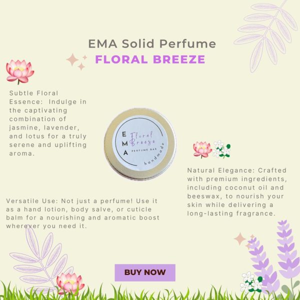 EMA Solid Perfume | Floral Breeze | Scents of Jasmine, Lotus... - Image 3