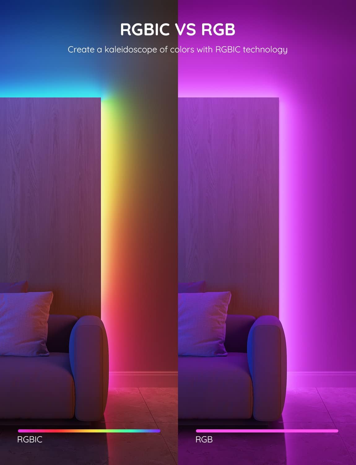 Govee RGBIC Strip Lights, Smart LED Lights for Home Decor, B…