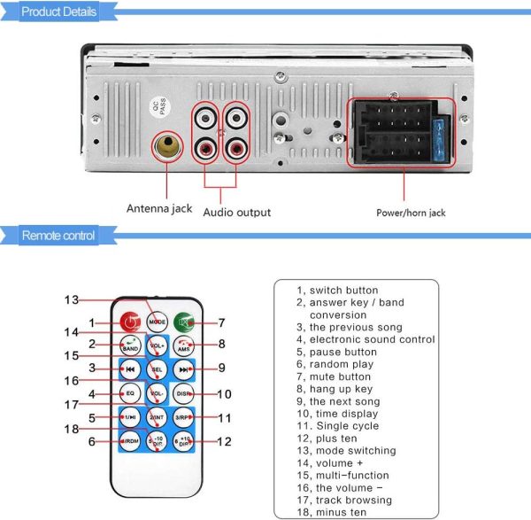 PolarLander 12V-24V Bluetooth Car Stereo,4x45W Car Audio FM ... - Image 5