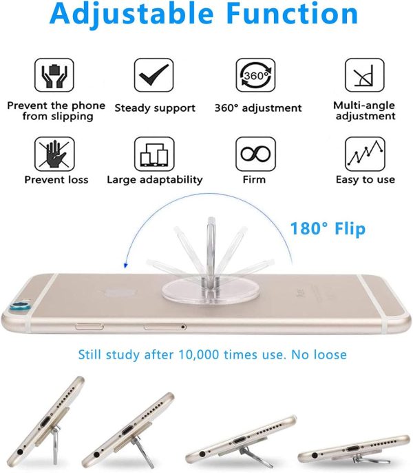 VOVIGGOL Transparent Phone Ring Holder Stand 2 Pcs, 360° Rot... - Image 4