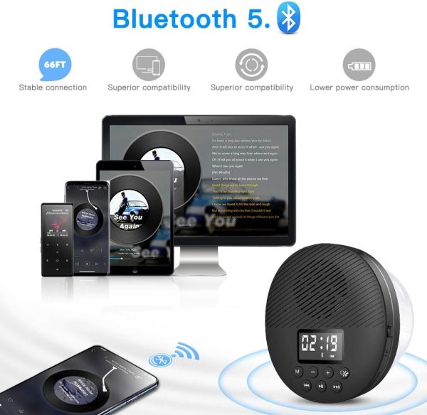 Portable Bluetooth 5.0 Shower Speaker with LED Screen, AGPTE... - Image 4