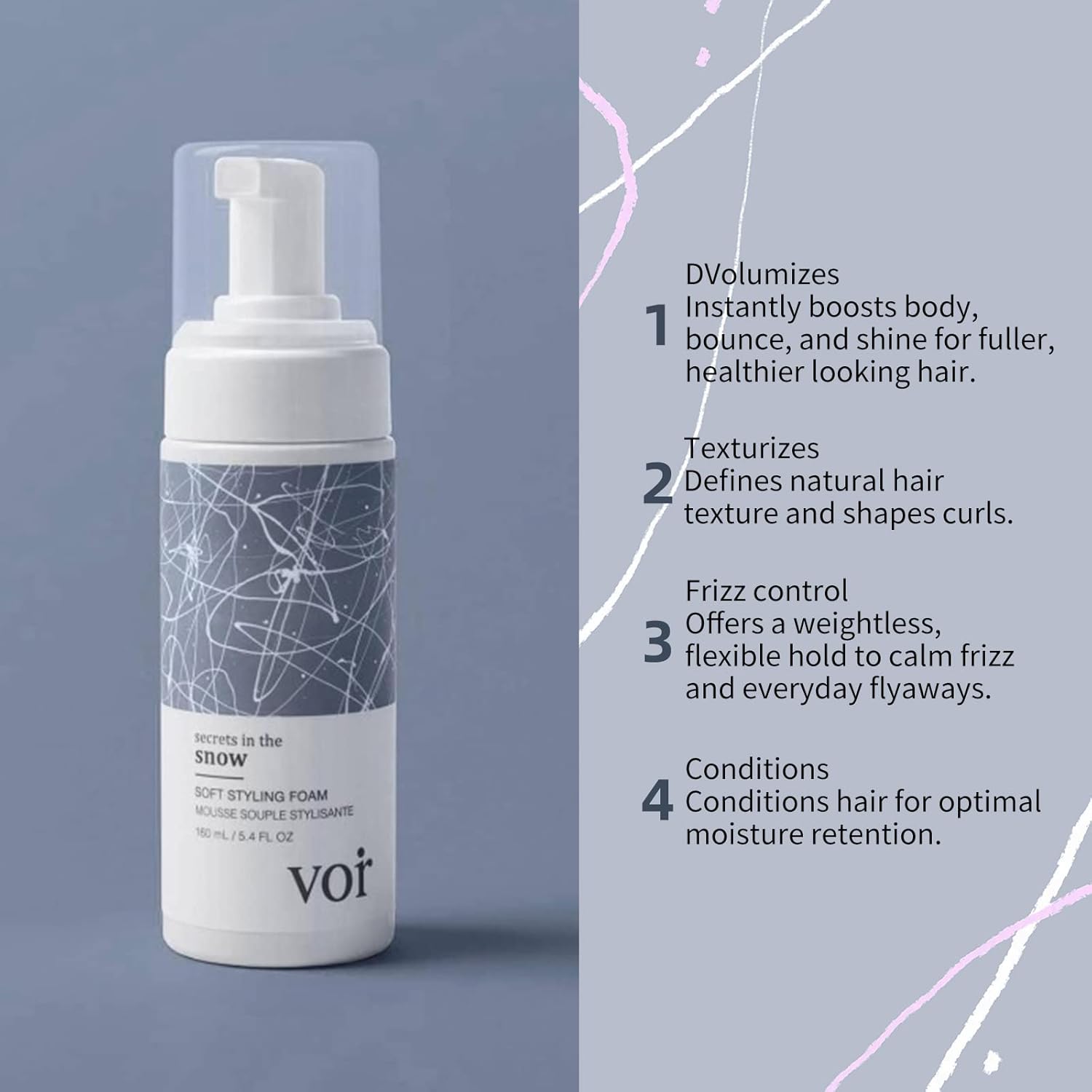 Voir Haircare Secrets in the Snow Soft Styling Foam, 5.4 Fl …