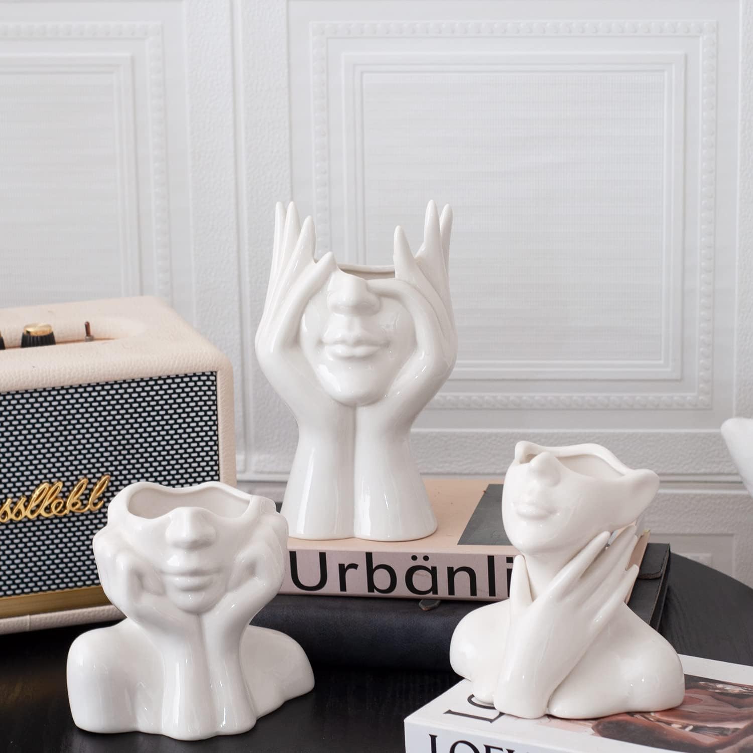 CEMABT Ceramic Woman Body Face Vase, Small Decorative Unique…