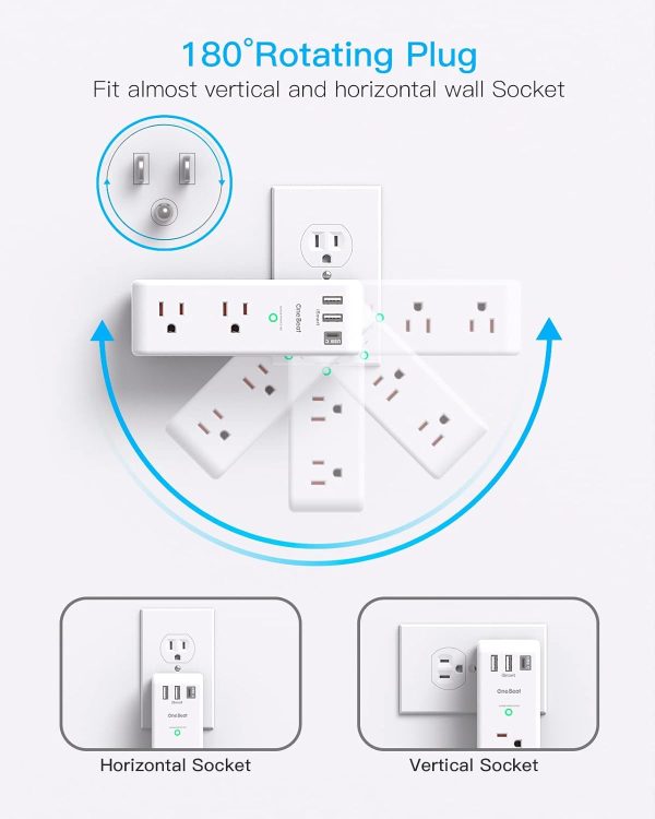 2 Pack Surge Protector Outlet Extender with Rotating Plug, 6... - Image 4
